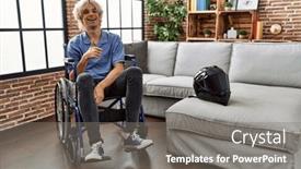  Presentation with accident - Slide deck enhanced with young-man-sitting-on-wheelchair background and a gray colored foreground