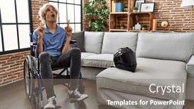  Presentation with accident - Slide deck featuring young-man-sitting-on-wheelchair background and a gray colored foreground