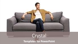  Presentation with gray - Cool new PPT layouts with young-man-sitting backdrop and a gray colored foreground