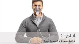  Presentation with machine - Presentation theme enhanced with young-man-sitting background and a light gray colored foreground