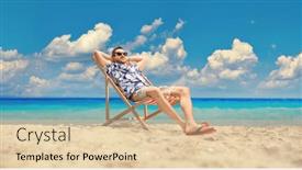  Presentation with sea - Presentation enhanced with young-man-sitting and a  colored foreground