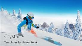  Presentation with skiing - Cool new slide deck with young-man-skiing-on-piste backdrop and a lemonade colored foreground