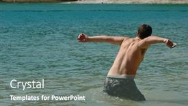  Presentation with rocks - Beautiful presentation featuring young man skipping rocks at the lake backdrop and a gray colored foreground