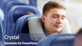  Presentation with road bus - Audience pleasing PPT layouts consisting of young man sleeping in travel backdrop and a ocean colored foreground