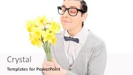  Presentation with bunch - Slides featuring young-man-smelling-a-bunch background and a sky blue colored foreground