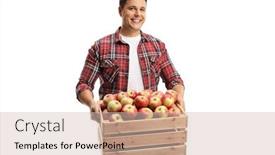  Presentation with fresh water splash green apple isolated white - Presentation design consisting of young-man-smiling-and-carrying background and a soft green colored foreground