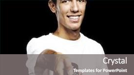  Presentation with gold man smile - Colorful PPT layouts enhanced with young man smiling and changing the channel of tv against a black background backdrop and a gray colored foreground