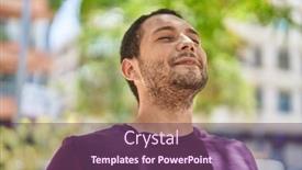  Presentation with breathing - Theme consisting of young-man-smiling-confident-breathing background and a tawny brown colored foreground