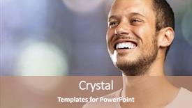  Presentation with gold man smile - Audience pleasing theme consisting of young man smiling backdrop and a coral colored foreground