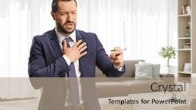  Presentation with smoking - PPT theme enhanced with young-man-smoking-and-coughing background and a coral colored foreground