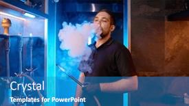  Presentation with hookah - Presentation theme having young-man-smoking-at-hookah background and a teal colored foreground