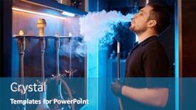  Presentation with hookah - PPT theme featuring young-man-smoking-at-hookah background and a teal colored foreground