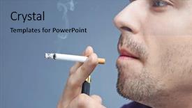  Presentation with smoking - PPT layouts having young man smoking cigarette on color background background and a seafoam green colored foreground