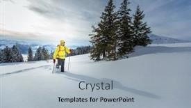  Presentation with winter weather - Audience pleasing PPT layouts consisting of young-man-snowshoeing-in-high backdrop and a light gray colored foreground