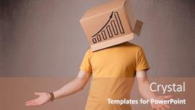  Presentation with diagram - Presentation design enhanced with young-man-standing-and-gesturing background and a coral colored foreground