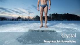  Presentation with winter ice - PPT layouts having young man standing by ice background and a seafoam green colored foreground