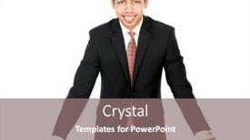  Presentation with young man on the phone - Presentation design with young man standing near desk background and a gray colored foreground