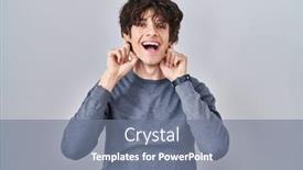  Presentation with ears - Presentation theme with young-man-standing-over-isolated background and a  colored foreground