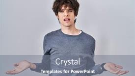  Presentation with isolated paw prints over white - Presentation design with young-man-standing-over-isolated background and a gray colored foreground