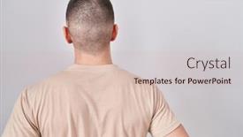  Presentation with body - PPT theme enhanced with young-man-standing-over-isolated background and a soft green colored foreground