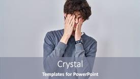  Presentation with vision - Slides with young-man-standing-over-isolated background and a gray colored foreground