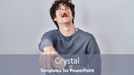  Presentation with shame - Presentation enhanced with young-man-standing-over-isolated background and a gray colored foreground