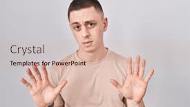  Presentation with forbidden - Slide deck enhanced with young-man-standing-over-isolated background and a lemonade colored foreground