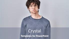  Presentation with puffing - PPT theme having young-man-standing-over-isolated background and a gray colored foreground
