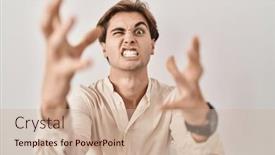  Presentation with yelling - Theme having young-man-standing-over-isolated background and a soft green colored foreground