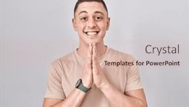  Presentation with forgiveness - Slide set consisting of young-man-standing-over-isolated background and a lemonade colored foreground