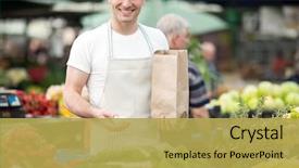  Presentation with market food - Colorful slide set enhanced with food at farmer's market backdrop and a yellow colored foreground