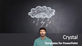  Presentation with lightning - Theme with young man standing under raincloud background and a  colored foreground