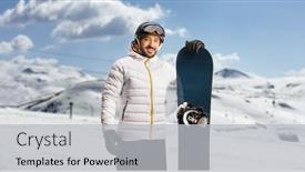  Presentation with snowboard - Presentation design consisting of young-man-standing background and a light gray colored foreground