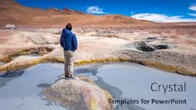  Presentation with sulfur - Presentation theme with young-man-stands background and a light blue colored foreground