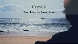  Presentation with contemplating - Presentation design consisting of young-man-stands background and a light gray colored foreground