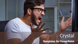  Presentation with office ergonomics man worker exercising - Slide set having young man staying late in office to do overtime work background and a tawny brown colored foreground