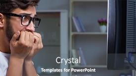  Presentation with office ergonomics man worker exercising - PPT theme featuring young-man-staying-late background and a gray colored foreground