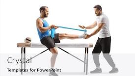  Presentation with stretching - Theme featuring young-man-stretching-leg background and a white colored foreground