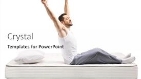  Presentation with mattress - Slide deck enhanced with young-man-stretching background and a white colored foreground