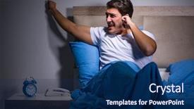  Presentation with noise - Beautiful presentation theme featuring young man struggling from noise backdrop and a navy blue colored foreground