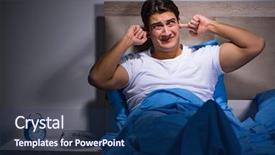  Presentation with noise - PPT theme featuring young man struggling from noise background and a navy blue colored foreground