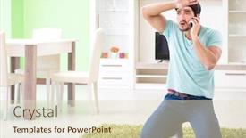  Presentation with personal - Amazing slides having young man struggling with personal finance and bills backdrop and a soft green colored foreground