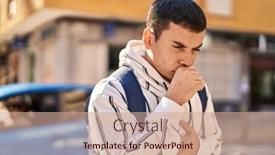  Presentation with street - Presentation theme consisting of young-man-student-coughing background and a coral colored foreground