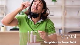  Presentation with student - Beautiful slide deck featuring young-man-student-studying backdrop and a coral colored foreground