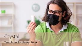  Presentation with isolation - PPT theme having young-man-student-studying background and a coral colored foreground