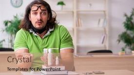  Presentation with isolation - Audience pleasing slides consisting of young-man-student-studying backdrop and a coral colored foreground