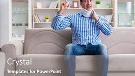  Presentation with cervical spine - Beautiful slide deck featuring young man suffering a neck spine head trauma wearing a cervical backdrop and a gray colored foreground