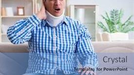  Presentation with cervical spine - PPT theme with young-man-suffering-a-neck background and a light blue colored foreground