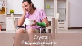  Presentation with car accident - Slide set enhanced with young man suffering at home after car accident background and a coral colored foreground