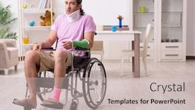 Presentation with car accident - Presentation theme enhanced with young-man-suffering-at-home background and a soft green colored foreground